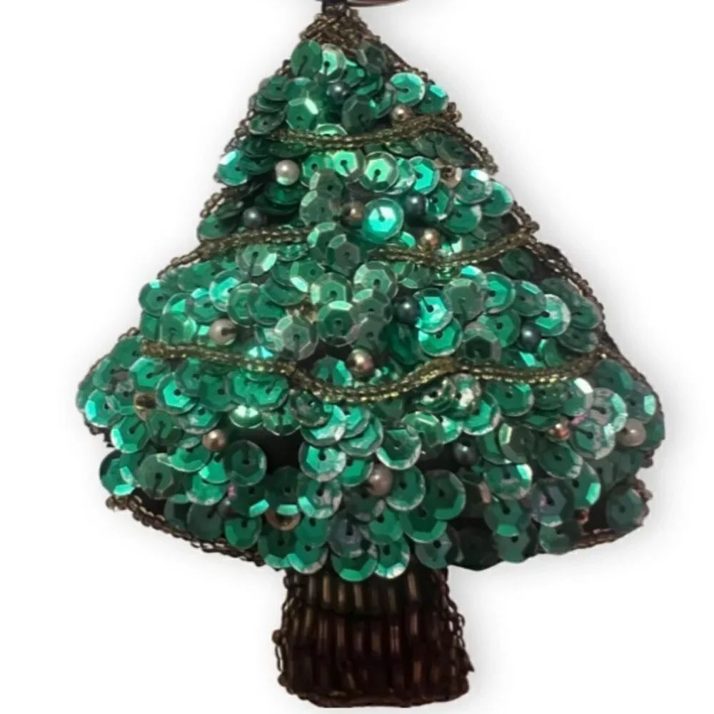 Christmas Tree Sequins And Beads Keychain Coin Purse - Picture 3 of 3